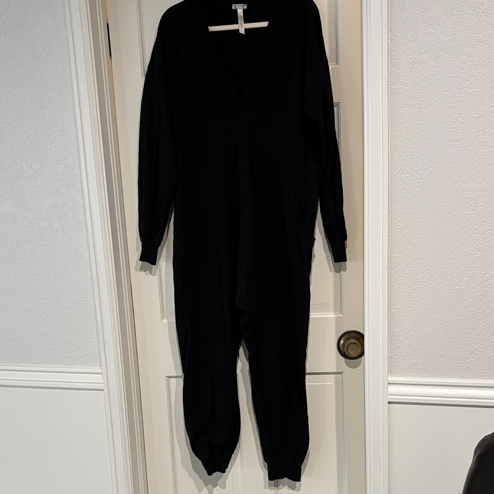 Free People Black Cotton Jumpsuit